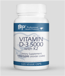 Vitamin D3 5000  with K2 by Professional Health products--NEW